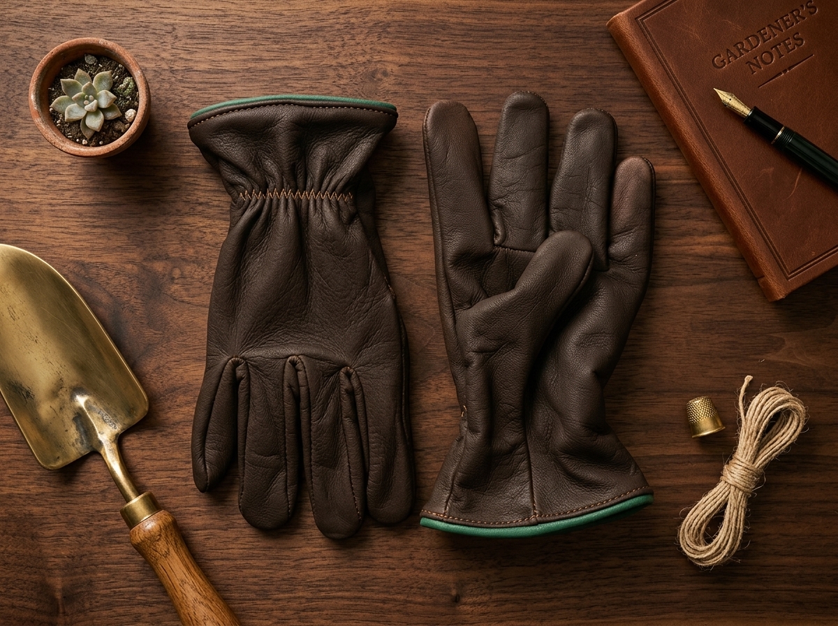 Jardinier utilisant des gants de jardinage premium